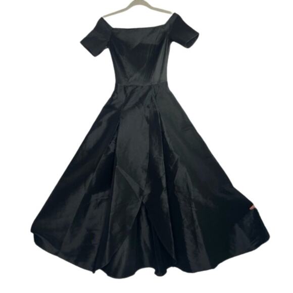 Bebe Black Taffeta Off the Shoulder Gown size 0 - Picture 1 of 16